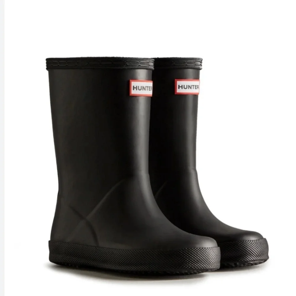 Hunter Original Waterproof Kids Black Rain Boots Boys Size 13 Girls Size 1